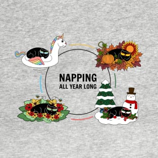 Four Season Cat Naps (Summer, Fall, Winter, Spring) T-Shirt